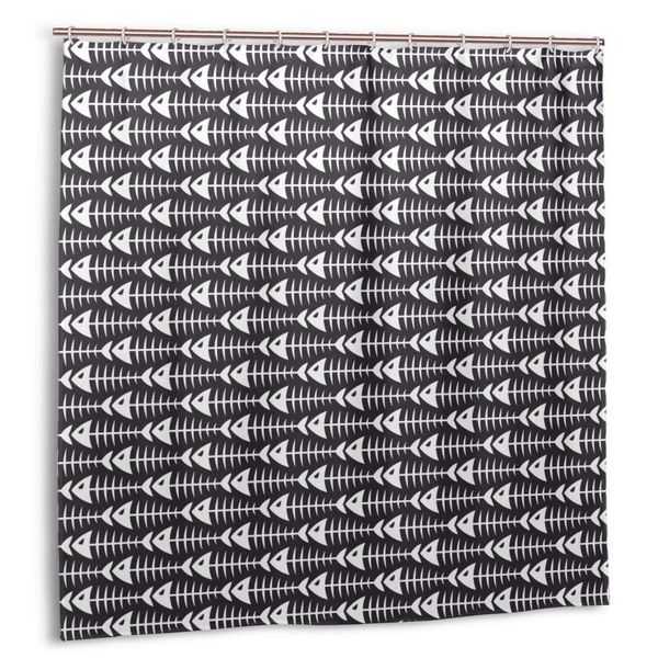 

shower curtain for bathroom decor curtains set,cartoon fish bone geometry fabric bath curtains with hooks 72x72in