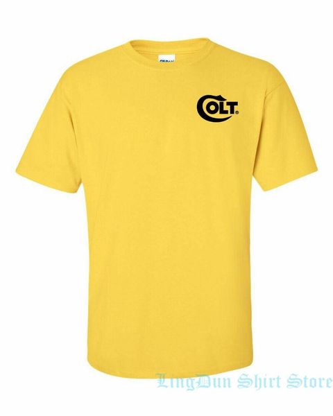

men's t-shirts colt black chest logo t shirt 2nd amendment pro gun rights rifle pistol tee men women 100% cotton tees, White;black
