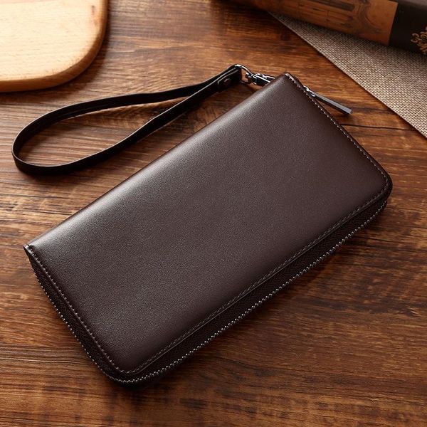 

card holders 2021 women's and men's wallets, multifunctional long high-quality leather, Brown;gray