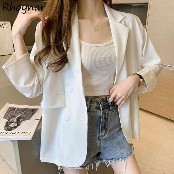 

women's suits & blazers summer women fashion double breasted ulzzang vintage clothing chic all-match loose office lady daily elegant no, White;black