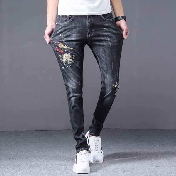 

arrivals men's fashion jeans causal washed trousers slim straight denim pants, Blue