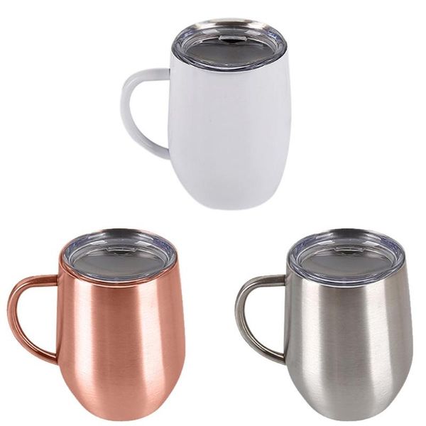 

mugs stainless steel mug coffee milk cup double-layer anti-scald water outdoor portable with cover handle 360ml