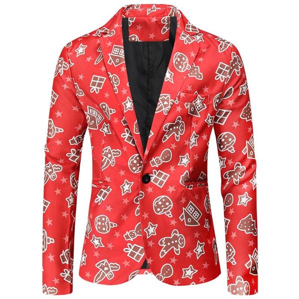 

men's suits & blazers european american christmas style men casual flower suit 3d printing cartoon pattern mens slim jacket red blazer, White;black