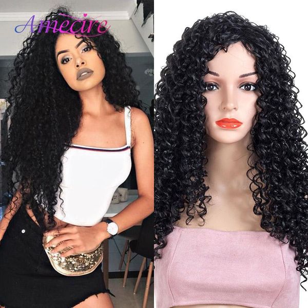 

synthetic wigs afro kinky curly wig for women black color long water wave cosplay heat resistant fiber