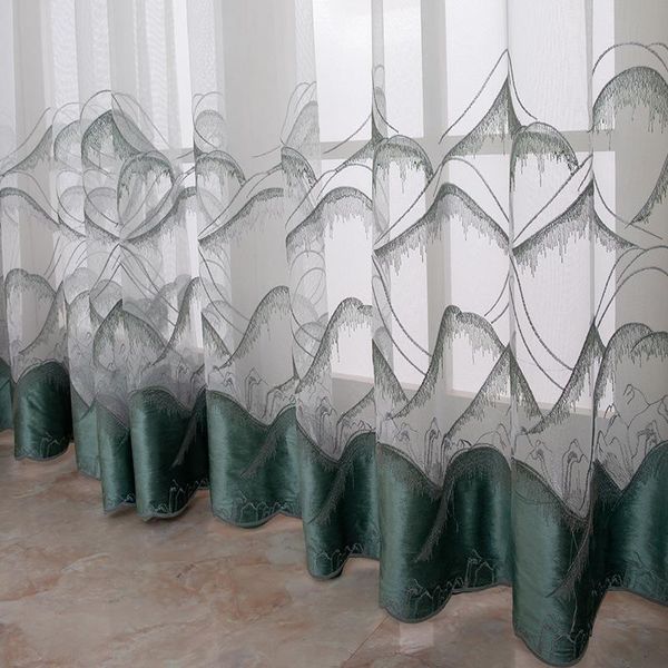 

curtain & drapes gradient embroidered tulle curtains for living room, green window treatments bedroom sheer ready made