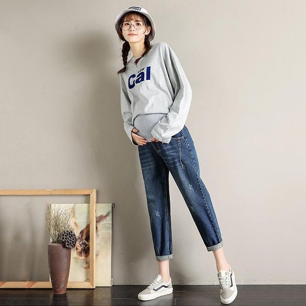

maternity bottoms jeans pregnancy pants clothes for pregnant women abdomen extension mommy clothing, White