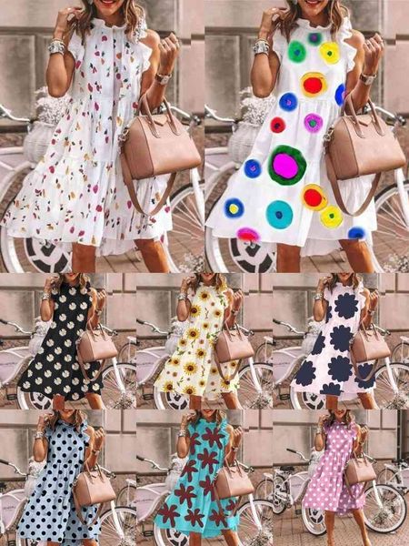 

suits women vintage floral print loose a-line elegant casual o-neck short sleeve summer womens dress vestidos, Black