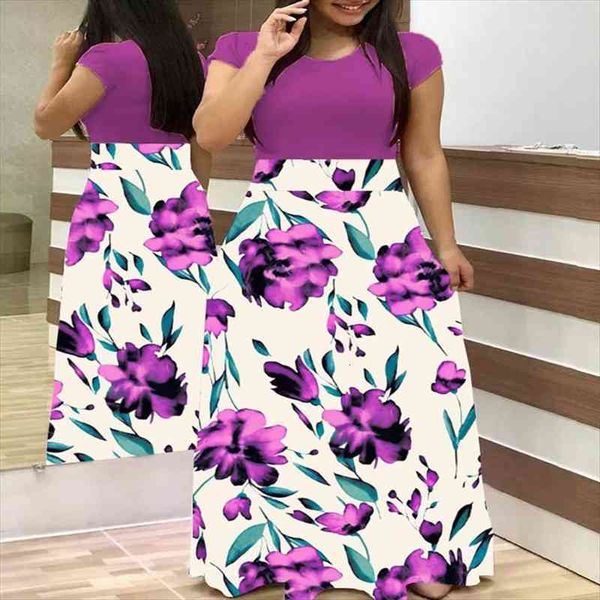 

plus size autumn print womens dress stitching flower casual long party vestidos bodycon elegant woman maxi femme, Black;gray