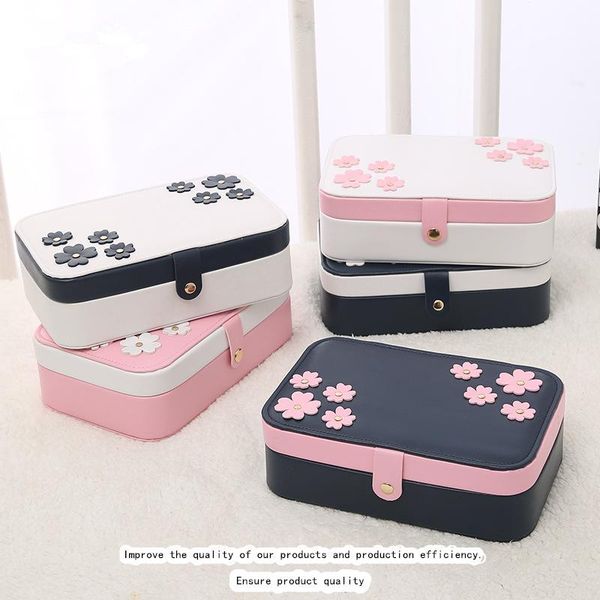 

storage boxes & bins portable jewelry box pu leather casket for travel case birthday gift ring earrings necklace