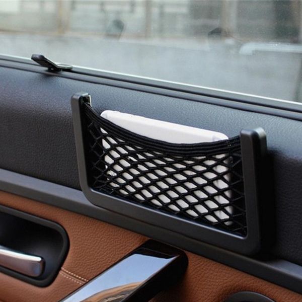 

car organizer 1pc storage bag auto paste net pocket universal phone holder side back accessories