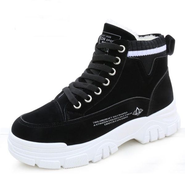 

boots zapatos de terciopelo grueso y clido para mujer, botas nieve tacn parte inferior gruesa, invierno, Black