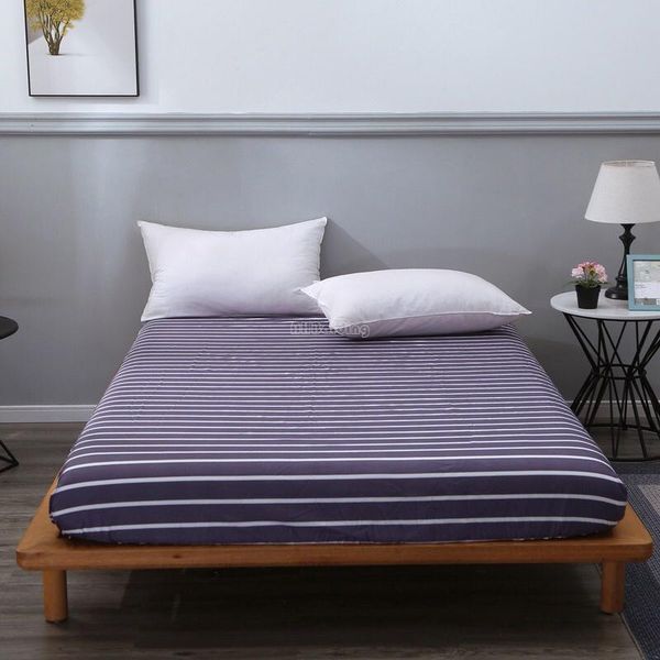

sheets & sets purple stripes fitted sheet bed surrounded by rubber bands soft washed cotton mattress protector cover king size