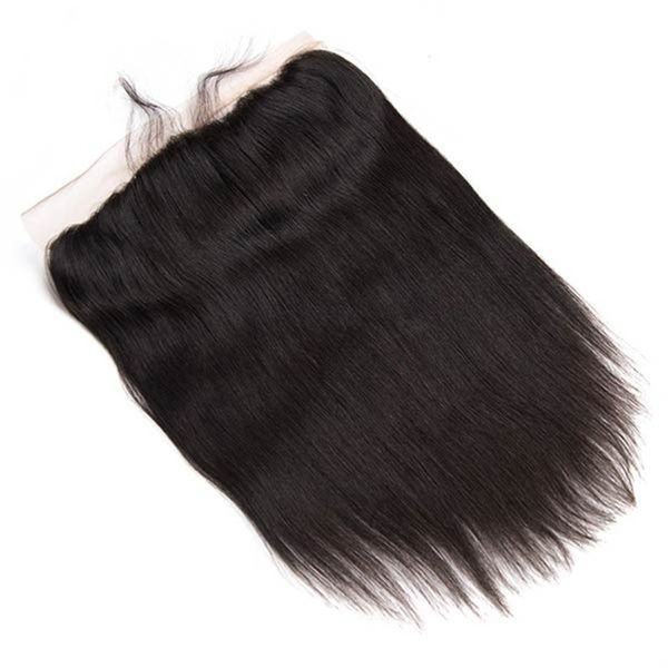 

mongolian human hair straight frontal closures 13x4 ear to ear lace frontal with baby hair natural color, Black;brown