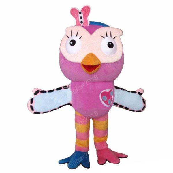 Halloween rosa coruja mascote traje de alta qualidade desenhos animados anime tema caráter carnaval unisex adultos outfit vestido de festa de aniversário de Natal