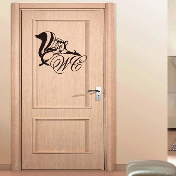 

wall stickers cartoon squirrel toilet door sign carving sticker removable decal art wallpaper fashion home decoration paintingdd037