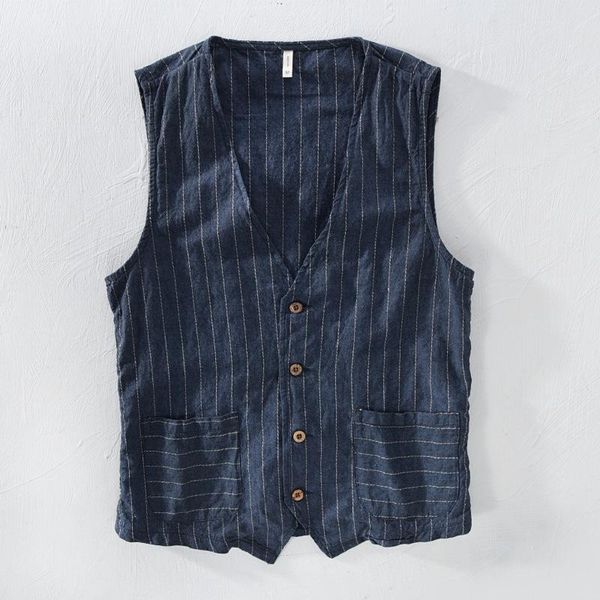 

men's vests business casual slim fashion men striped single buttons fit male suit for spring autumn m-3xl, Black;white