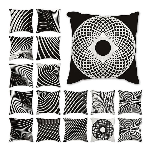 

cushion/decorative pillow simple black lines geometric sofa decorative cushion cover pillowcase polyester 45cm throw home decor pillowcover