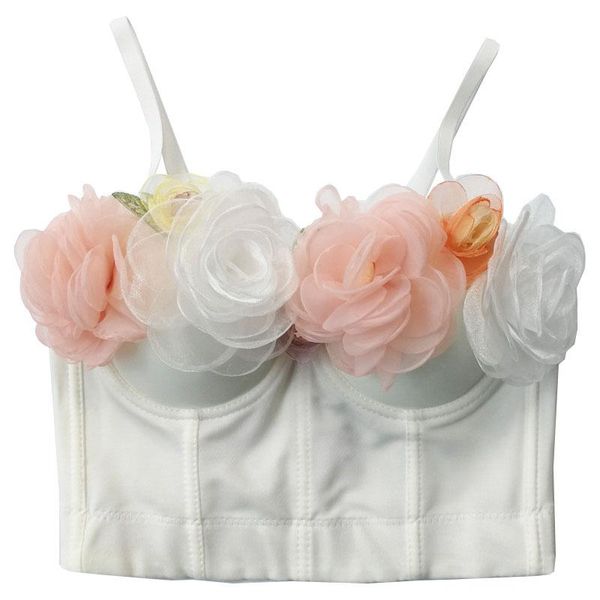 

women's shapers 3d flowers corset bras, fashion fishbones waist training cropped for female, party club vest, Black;white