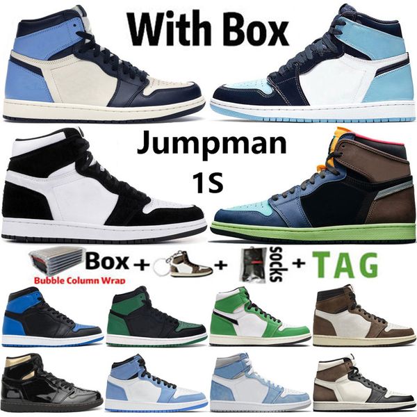 

2021 factory_footwear with box 1 1s mens basketball shoes hyper royal lucky green university blue bred patent pollen unc twist men women sne