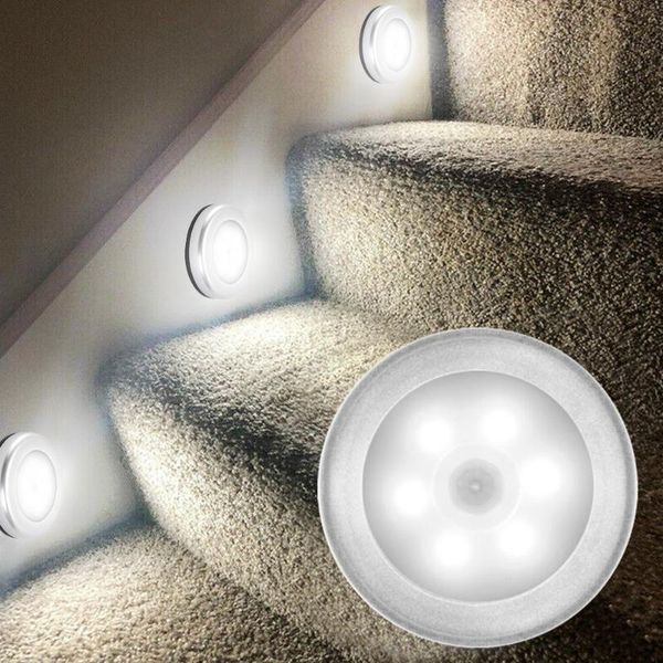 Luci notturne sensore di movimento luce per arredamento camera da letto senza fili rilevatore 6LED lampada decorativa da parete armadio scala illuminazione corridoio