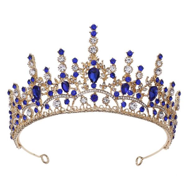 

hair clips & barrettes jeweled baroque queen crown - rhinestone wedding bridal round tiaras accessories with gemstones, Golden;silver