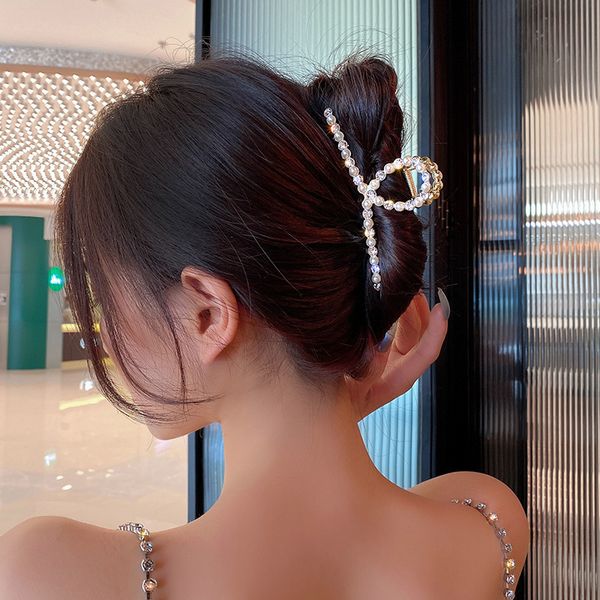 

barrettes hairpin ins net red metal grip large bath hair elegant south korean headdress woman, Golden;silver