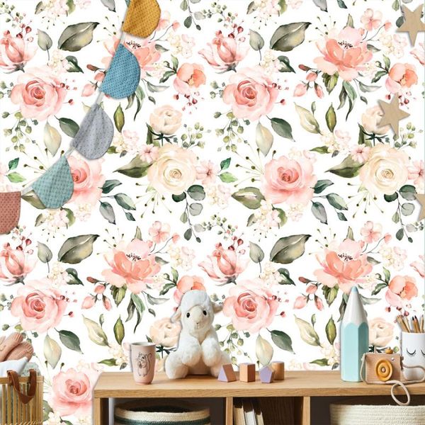 

wallpapers removable retro custom pink rose floral wallpaeprs for living room background self adhesive murals wall panel papers home decor