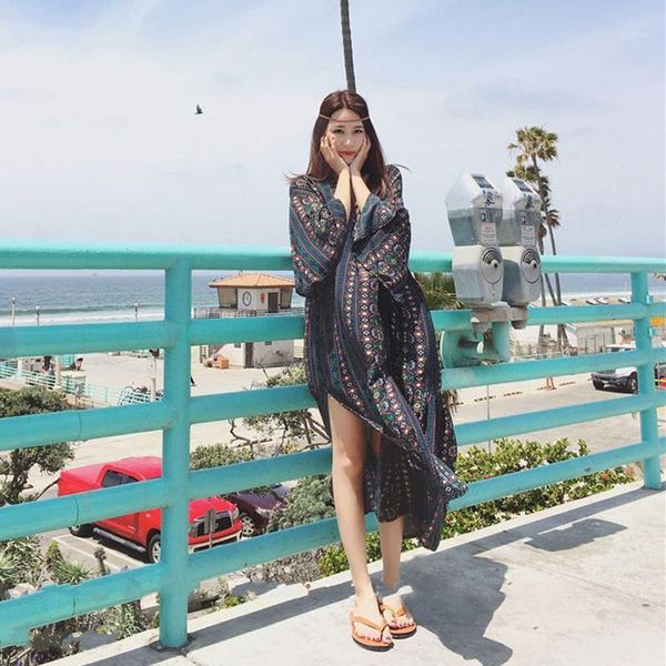 

bohemian beach skirt thai long dress female summer seaside holiday fashion retro national style women's swimwear, White;black