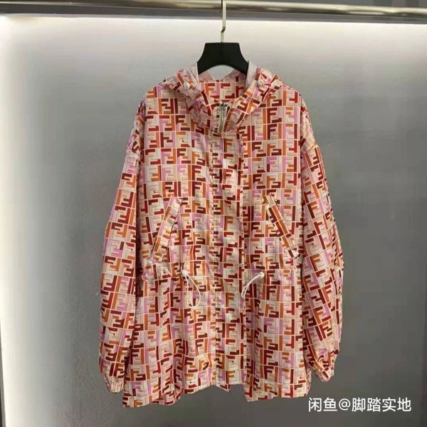 

brand medium length windbreaker women's hooded waist jacket, Black;brown