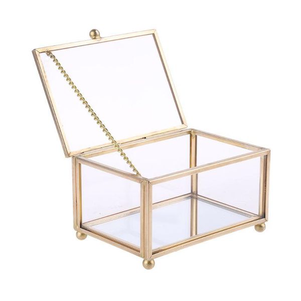 

rustic wedding ring box geometric transparent glass jewelry display storage hold 85la boxes & bins