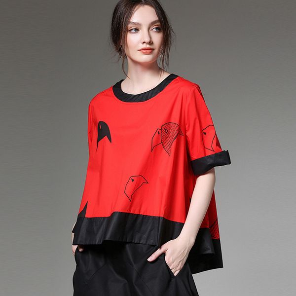 

big yards dresses large women's 2021 summer short sleeve printed shirt casual slim 7330