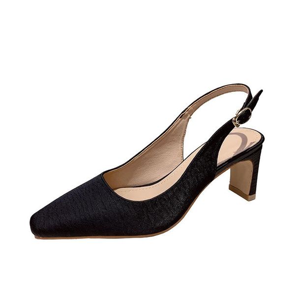 

sandals square toe heels women high summer fashion bridesmaid dresses sandale femme party shoes for ladies heel, Black