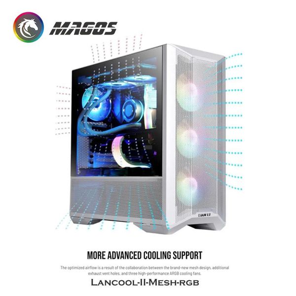 

lianli-lancool-ii-mesh-rgb water cooling case for gaming gamer,pc mod gamer cabinet,double tempered glass to view the interior fans & coolin