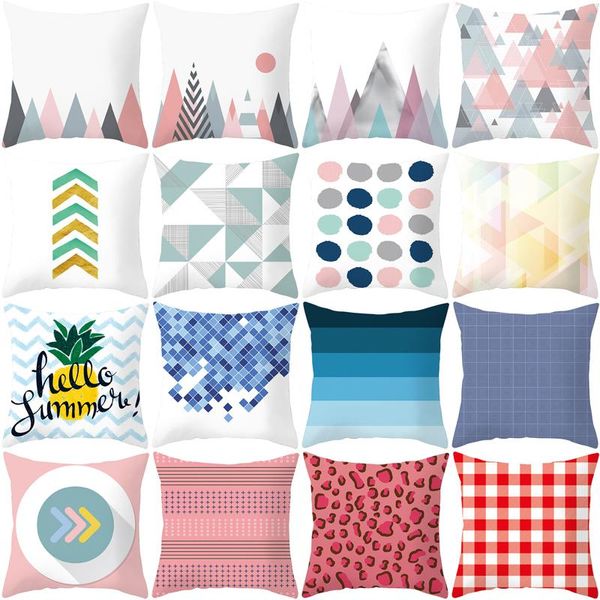 

cushion/decorative pillow geometric mountains throw case blue gradient stripes cushion home decor grid arrow cover for sofa white 45cm