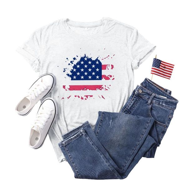 

women's t-shirt vintage t shirt women 90s aesthetic o-neck short sleeve independence day graphic shirts camisetas de mujer, White