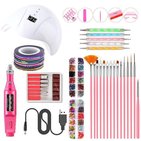 

nail art kits set uv led lamp dryer with gel polish kit soak off manicure tools electric drill grinder
