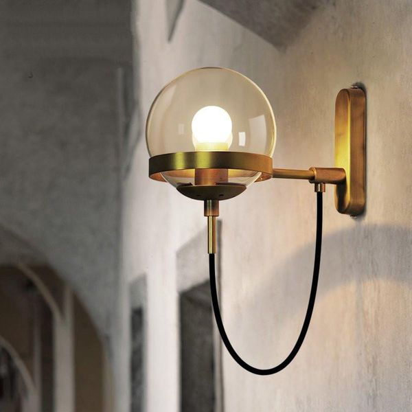 

wall lamps nordic retro restaurant lamp post simple el bedside industrial wrought iron glass ball light