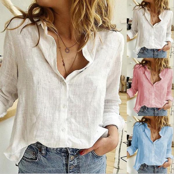 

women's blouses & shirts aprmhisy spring women cotton linen long sleeve casual streetwear shirt blouse blusas feminina, White
