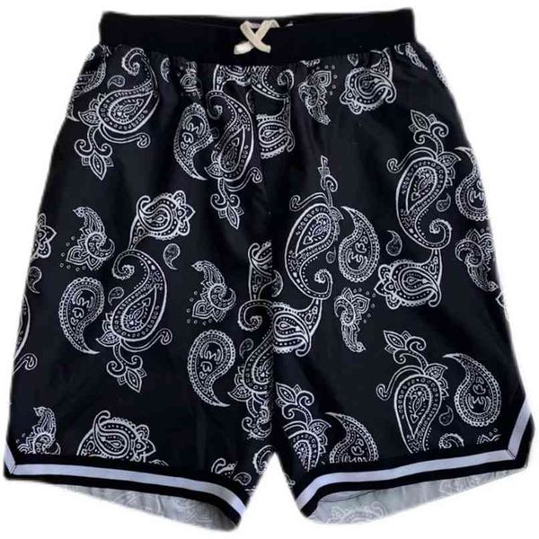 

summer bandanna shorts men oversized cropped trousers casual short pant sweatpants male hip hop branded clothing homme 210713, White;black