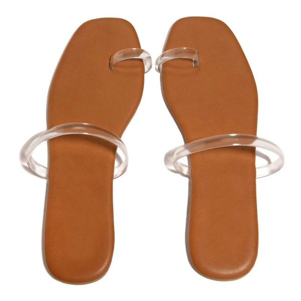 

slippers summer sandals 2021 fashion flat shoes outdoor ladies crystal casual slip on squared toe, Black