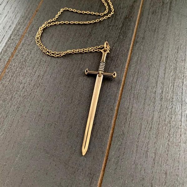 

gothic sword necklace highlander bronze pendant charm katana fantasy jewelry excalibur blade slay punk men women gift 2021 necklaces, Silver