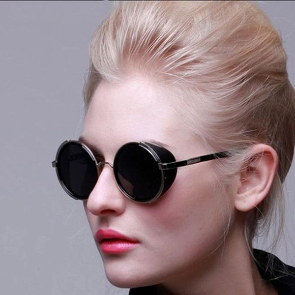 

sunglasses steampunk classic small frame round women/men brand designer alloy mirror sun glasses vintage eyeglass ng, White;black