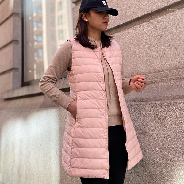 

women's down & parkas plus size winter coats for women 4xl duck middle-aged medium long fashion vest waistcoat single breasted bubble c, Black