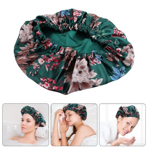 

shower caps 1pc floral bathing hair satin fabric elastic sleeping hat