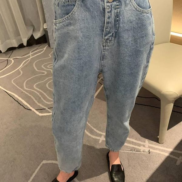 

women's jeans blue straight cone han edition torre net version of female trousers restoring ancient ways tall waist