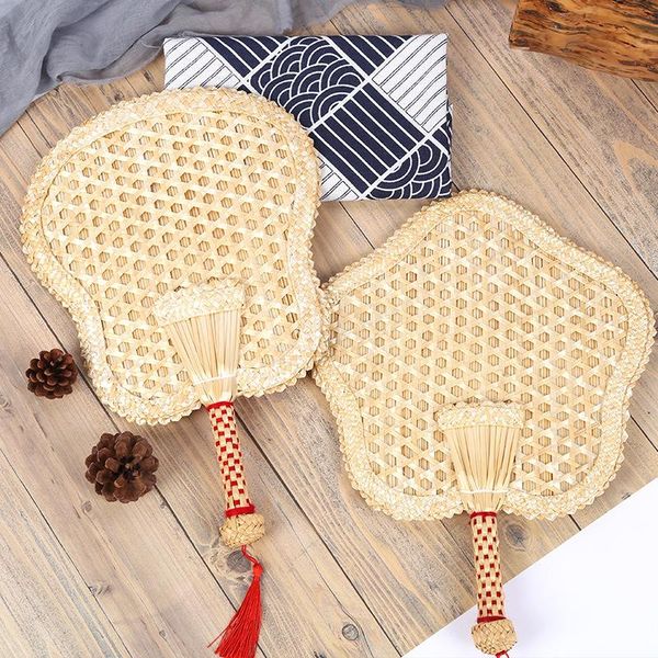 

handmade straw fan with tassels vintage asian style hand gifts for summer weddings parties natural material in stock other home decor