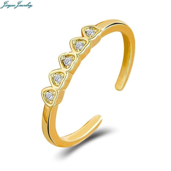 

wedding rings fashion classic cubic zirconia jewelry sterling gold color love hearts ring eternity simulated bands, Slivery;golden