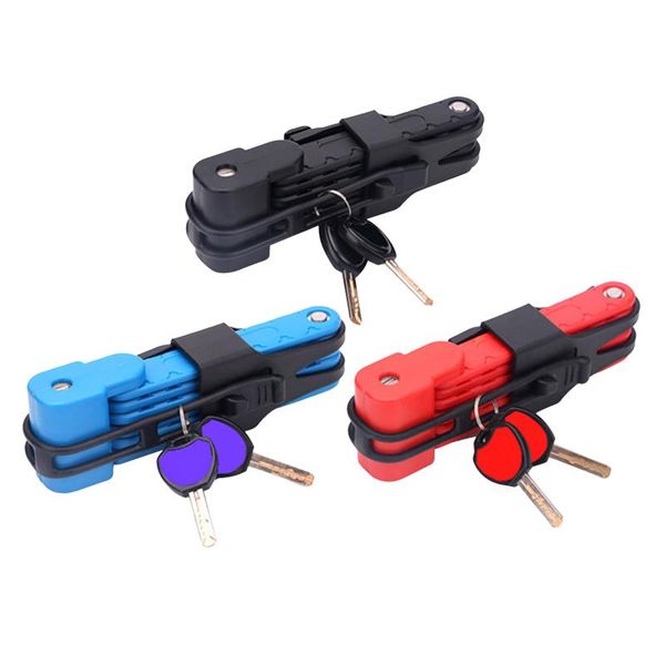 

bike locks foldable bicycle lock mtb anti-theft security chain with 2 keys