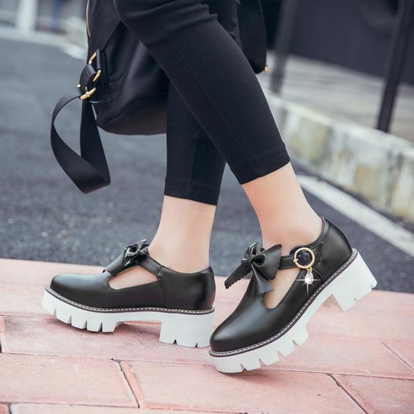 

big size 34-43 2021 spring & autumn women solid fashion bowtie square heel heels pumps 3 colors dress shoes, Black