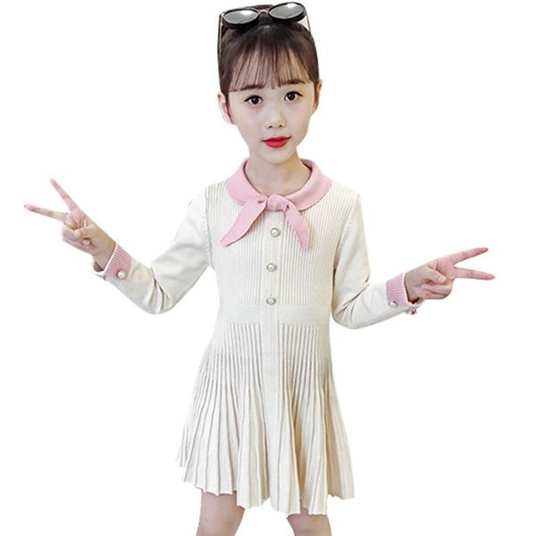 

girl's dresses girls knitted dress solid color girl sweater winter kid teenage clothes 6 8 10 12 14, Red;yellow